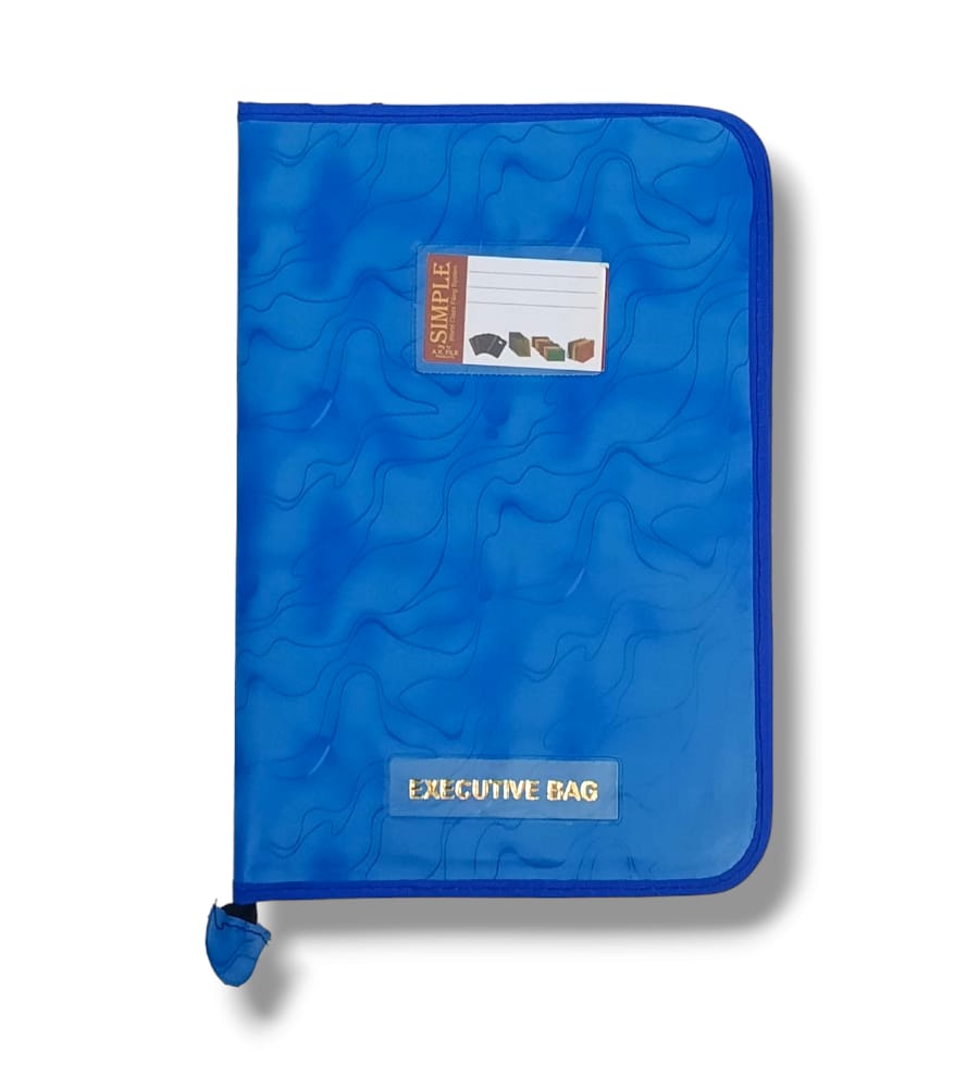 Professional Executive Bag for Certificates & Documents – 20 Sleeves (Blue) | Leatherette File Folder for Business, Office, and Personal Use